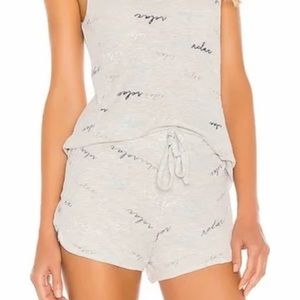 Splendid “Relax” Print Waffle Lounge Shorts